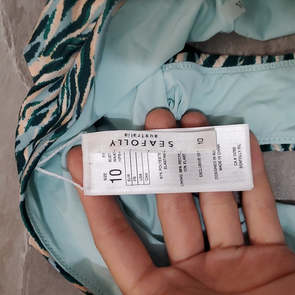 NWOT Seafolly Wild At Heart High Waisted Full Coverage Bikini Bottom. 6US - Picture 6 of 11